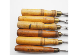 6 Antique Fimer Chisels Including a 1/16" Example