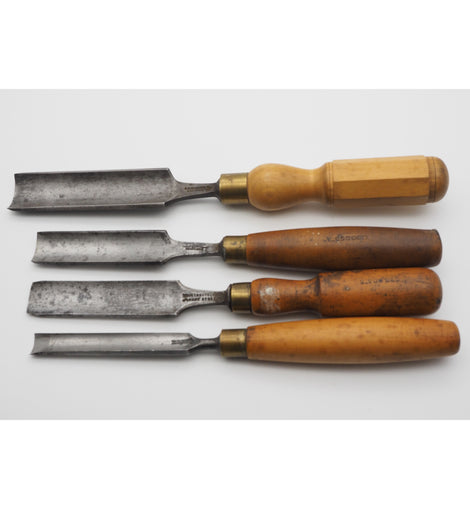 4 Large Size Cabinetmakers Gouges With Boxwood Handles