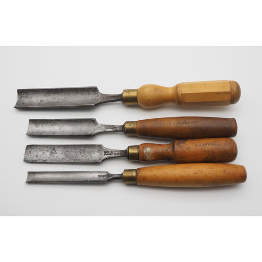 4 Large Size Cabinetmakers Gouges With Boxwood Handles