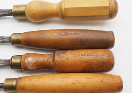4 Large Size Cabinetmakers Gouges With Boxwood Handles
