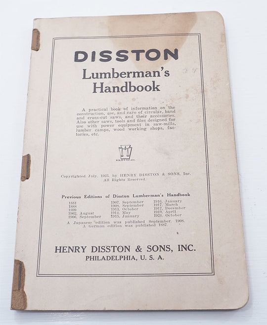 Original Henry Disston USA Lumberman's Handbook