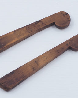 Pair of Early Boxwood Plow Plane Fence Wedges - Tool Bazaar