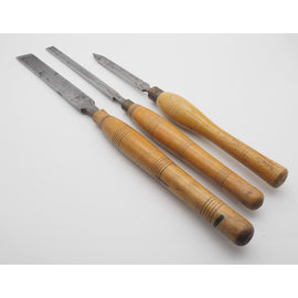 Three Large Size Wood Turning Chisels