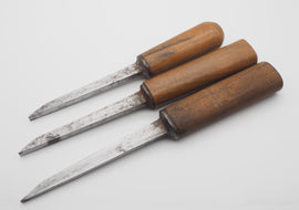 3 Good Beech Handled Pig Sticker Mortice Chisels