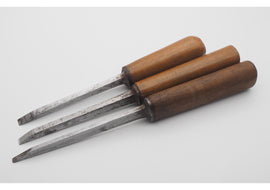 3 Good Beech Handled Pig Sticker Mortice Chisels