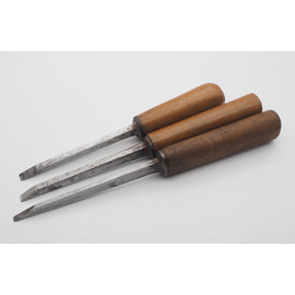 3 Good Beech Handled Pig Sticker Mortice Chisels