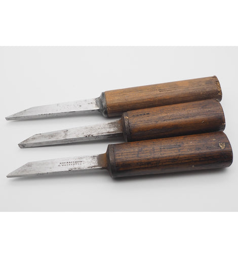 Three 19th Century Pig Sticker Mortice Chisels