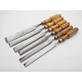Superb set of 6 Long Bladed Paring Gouges